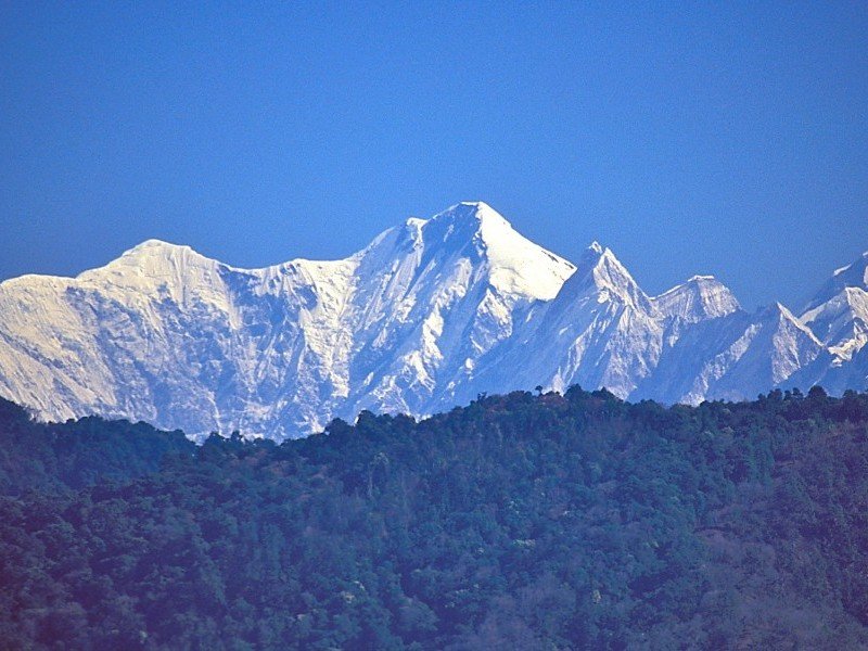 Panoramic views of peaks views Mt Gorichen (6858 M)  and Mt Kangto (7060 M) 